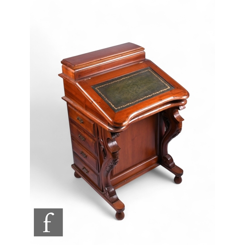 854 - A Victorian style mahogany Davenport fitted four drawers to one side below a hinged top and slope on... 