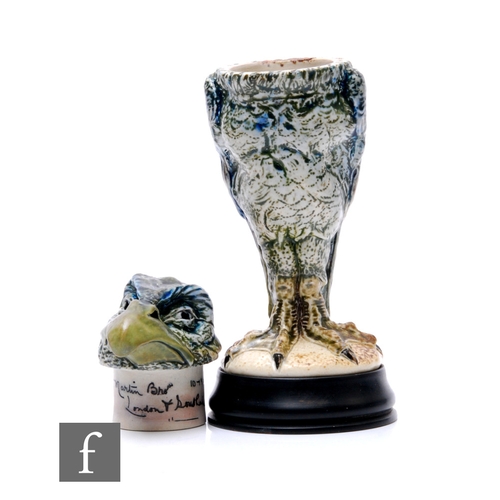 162 - Robert Wallace Martin - Martin Brothers - An early 20th Century stoneware characterful bird jar and ... 