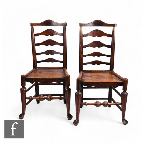 861 - A pair of 19th Century ash framed Clisset chairs, each with a solid seat panel above a double turned... 