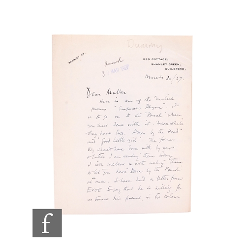 23 - E.H.Shepard - (1879 - 1976 - Illustrator - Winnie the Pooh) - An autographed letter to Muller on Red... 