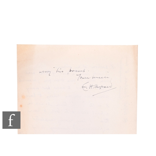 23 - E.H.Shepard - (1879 - 1976 - Illustrator - Winnie the Pooh) - An autographed letter to Muller on Red... 