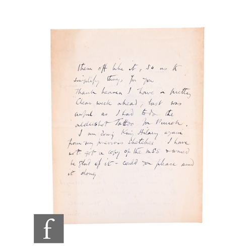 24 - E.H.Shepard - (1879 - 1976 - Illustrator - Winnie the Pooh) - An autograph letter unsigned to Muller... 