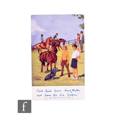 29 - Enid Blyton - (1897 - 1968 - Author) - A colour picture postcard signed in full in ink to ‘F. Muller... 