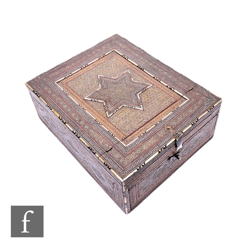 372 - A late 19th Century Vizagapatam dressing table box, fitted with a hinged mirror over a drawer with c... 