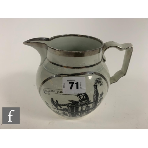 71 - An early 19th Century pearlware Staffordshire documentary jug 'Success to the Coal Trade', of ovoid ... 