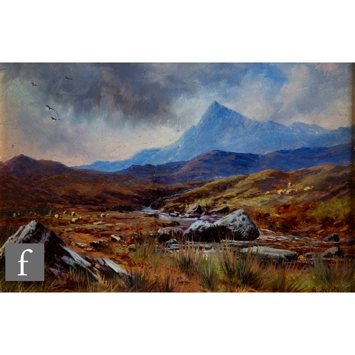 763 - George Hastings (Late 19th Century) - 'Beneath the Moelwyn', oil on board, signed, framed, 16cm x 23... 