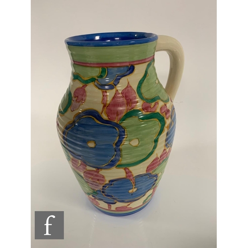 191 - A Clarice Cliff Blue Chintz single handled 12 inch Lotus jug circa 1932, hand painted in the Blue Ch... 