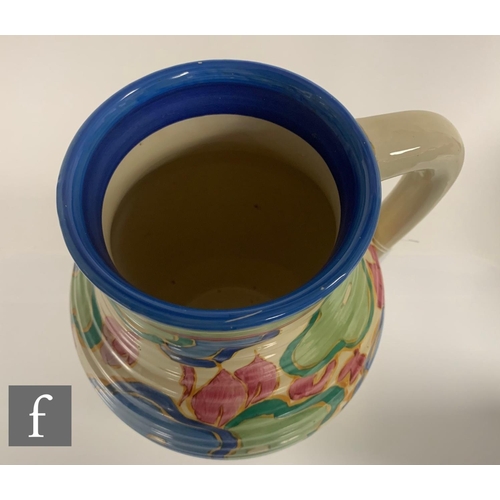 191 - A Clarice Cliff Blue Chintz single handled 12 inch Lotus jug circa 1932, hand painted in the Blue Ch... 