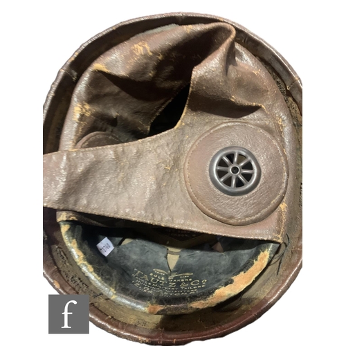 466 - An early brown leather flying helmet, the improved 'Warren' safety helmet No 2 by Tautz & Co New... 