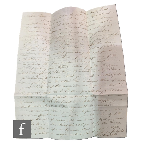 500 - A letter from Napoleonic War dated 1808 for the entire duration on the first sailing from UK to Lisb... 