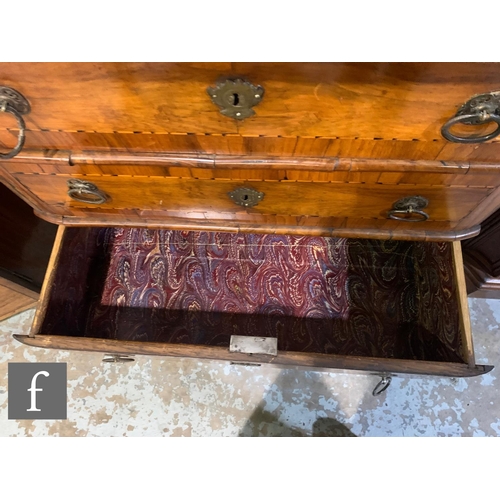 840 - A late 18th Century Italian walnut chest of three drawers, with inlaid geometric detail to the top a... 