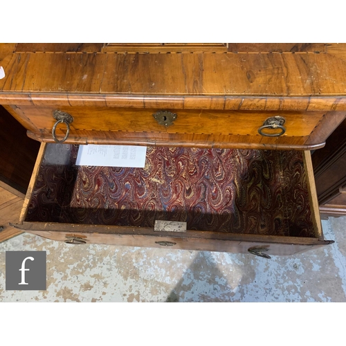 840 - A late 18th Century Italian walnut chest of three drawers, with inlaid geometric detail to the top a... 