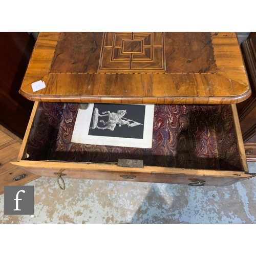 840 - A late 18th Century Italian walnut chest of three drawers, with inlaid geometric detail to the top a... 