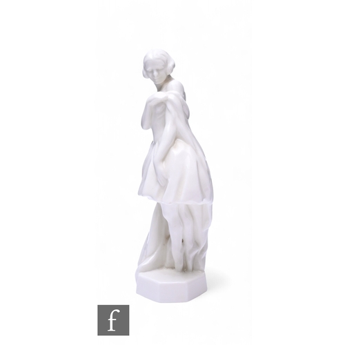 6 - Doris Lindner for Royal Worcester, blanc de chine figure, 'Columbine', modelled as a standing baller... 