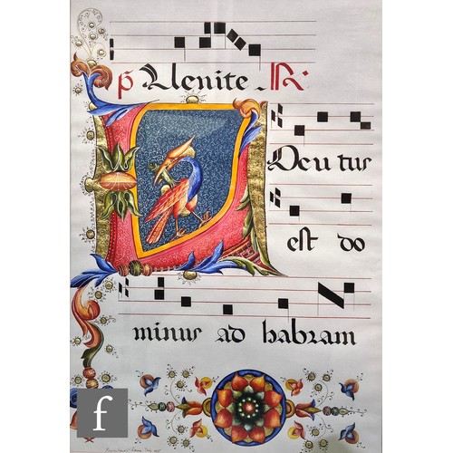 778 - Italian School (20th Century) - An illuminated manuscript, gouache and gilt, signed indistinctly and... 