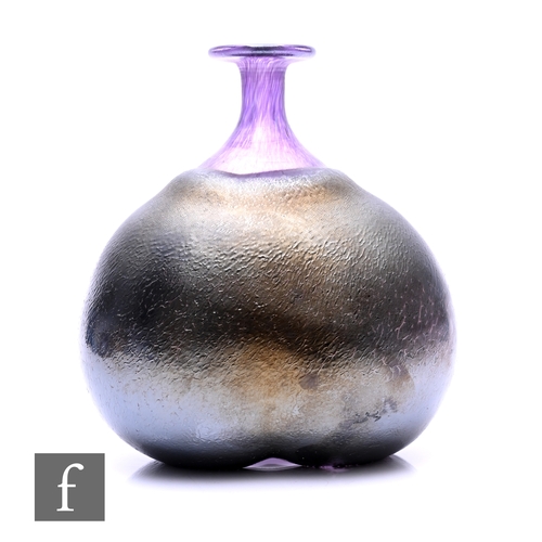 168 - Bertil Vallien for Kosta Boda, a later 20th Century Scandinavian double bubble vase, with textured i... 