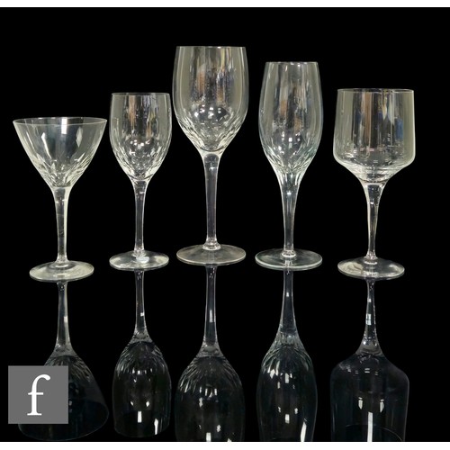 219 - A collection of Orrefors Swedish glass 'Prelude' pattern stemware, stylized leaf cut on plain stem a... 