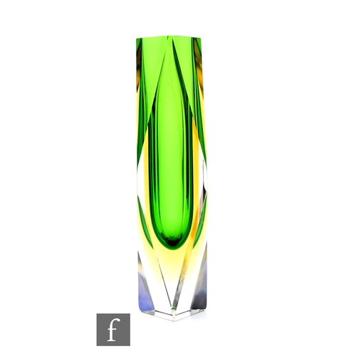 240 - A mid 20th Century Italian Murano Sommerso glass vase by Alessandro Mandruzzato, of faceted sleeve f... 