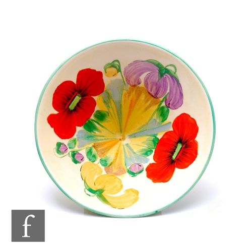 152 - A large Clarice Cliff shape 383 Conical bowl circa 1932, hand painted in Delecia Poppy with large po... 