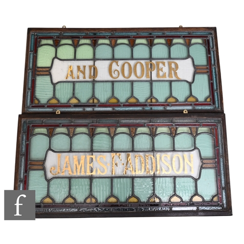 594 - Two early 20th Century leaded light stained glass panels for James Addison And Cooper,  each within ... 