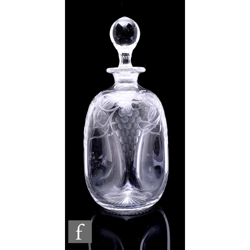 282 - An early 20th Century Stourbridge clear crystal decanter, possibly Stevens & Williams, of square... 