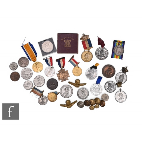 655 - A pair of World War One medals to 2 Lieut H. Green R.A.F, with various Victorian and later commemora... 