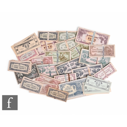 608 - A collection of Japanese Government banknotes ranging from one cent to ten dollars, also some Rupees... 