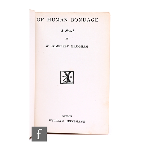 713 - William Somerset Maugham : Of Human Bondage, first edition, list of works facing half-title and list... 