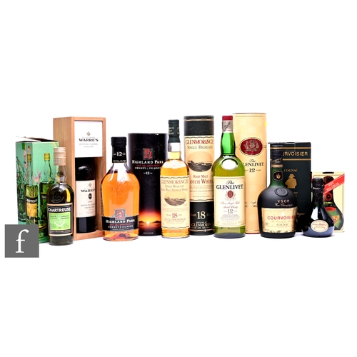 442 - A collection of whiskies and spirits, to include Highland Park 12 years aged, The Glenlivet 12 years... 