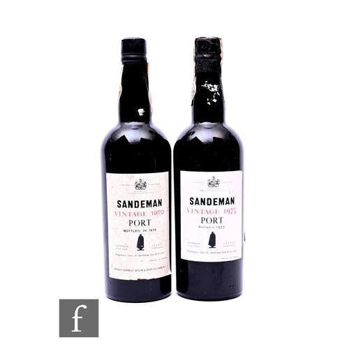 443 - Two bottles of Sandeman vintage port, 1975 (bottled 1977), and 1970 (bottled 1972). (2)