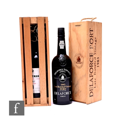 450 - Two bottles of boxed port, to include Delaforce & Sons, late bottles vintage port 1983, (bottled... 