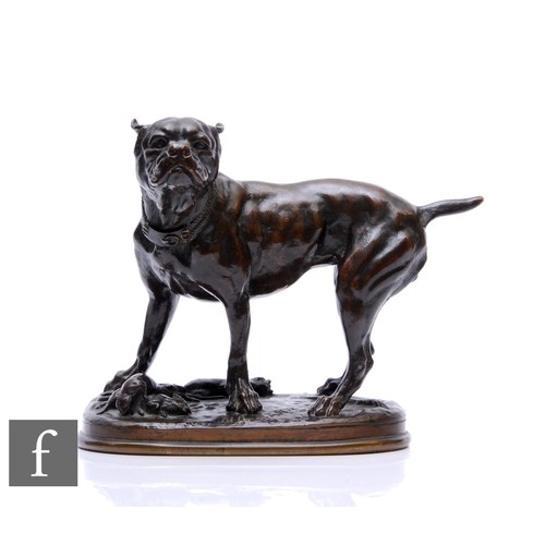 616 - AFTER ANTOINE-LOUIS BARYE - Bulldog with dead rats, bronze, bears incised signature to base, height ... 