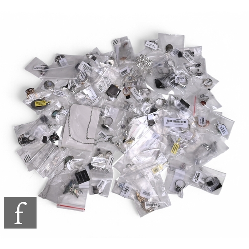 422 - A large collection of silver jewellery, all contemporary and sealed in packets, including rings, nec... 