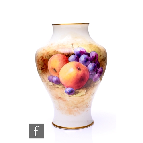 100 - Frederick Chivers for Royal Worcester, a fruit painted vase, circa 1940, of shouldered form, decorat... 