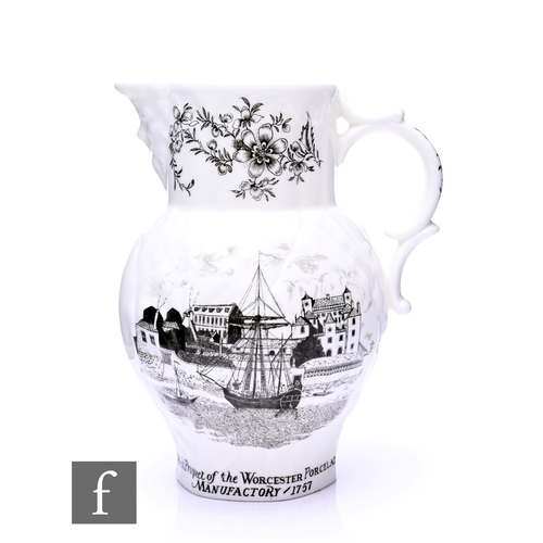 108 - A Royal Worcester Bicentennial mask jug, 1751-1951, monochrome transfer printed, 'A West Prospect of... 