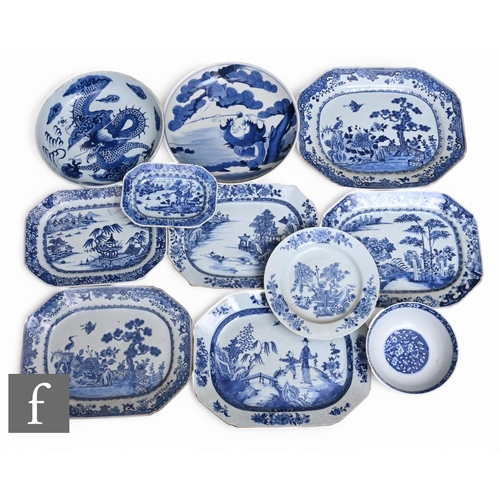 377 - A collection of Chinese late 18th Century blue and white porcelain to include eight various octagona... 