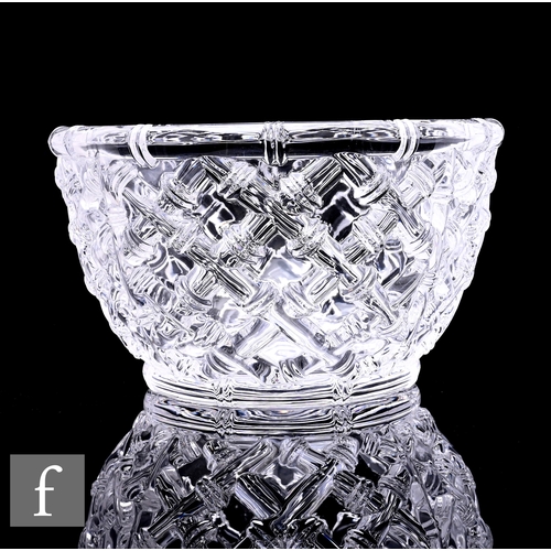 298 - A large later 20th Century Tiffany & Co pressed crystal glass bowl of ovoid form, relief moulded... 