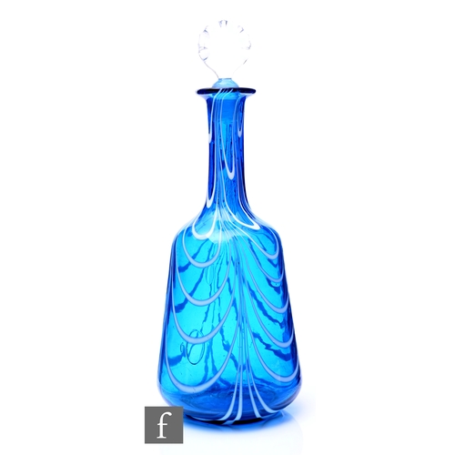 305 - A 19th Century decanter of shouldered form with tall drawn neck and everted rim, decorated with a wh... 