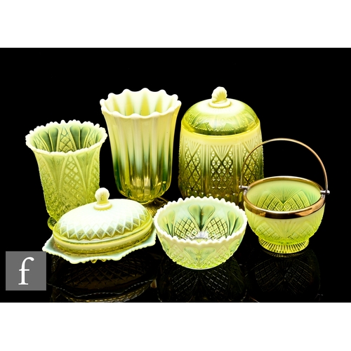 370 - A collection of late 19th Century Davidsons Primrose Pearline wares to include a large fluted celery... 