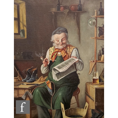 801 - Hans Kerner (Austria, 20th Century) - The Cobbler, oil on canvas, signed, framed, 51cm x 40cm, frame... 