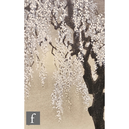 809 - Eiichi Kotozuka (Japanese 1906-1979) - 'Drooping Cherry Blossom', woodblock print, signed with seals... 