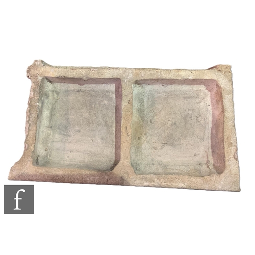 134 - Four plastic clay architectural tiles, latter half of the 19th Century, incised and moulded griffin ... 