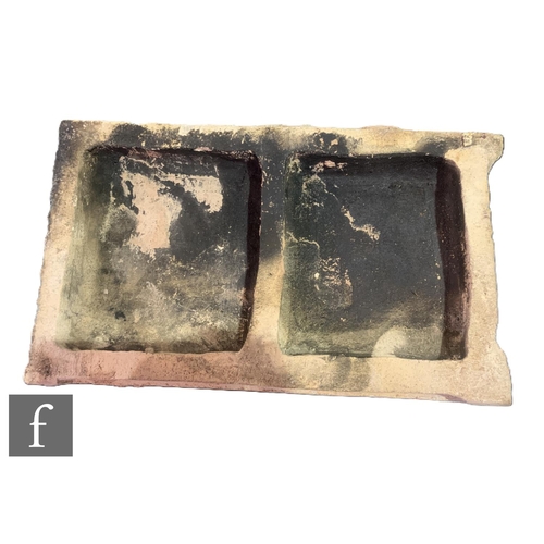 134 - Four plastic clay architectural tiles, latter half of the 19th Century, incised and moulded griffin ... 