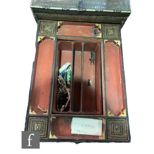 372 - A late 19th Century Vizagapatam dressing table box, fitted with a hinged mirror over a drawer with c... 