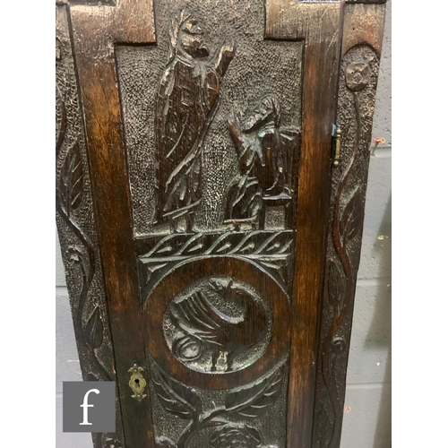 749 - An 18th Century and later carved oak longcase clock by Henry Pye Falmouth, silvered chapter ring and... 