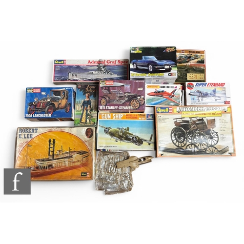 264 - A selection of model kits, Revell Daimler Motorkutsche 1886, sealed, Revell Robert E Lee ship, Airfi... 