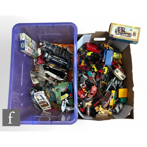 272 - A large collection of assorted diecasts and toys including Matchbox, Corgi, large scale plastic cars... 