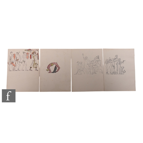 685 - Albert Wainwright (1898-1943) - Four double sided sketch book pages depicting various character stud... 