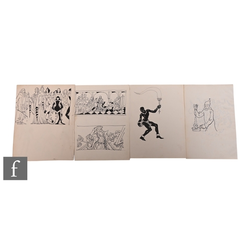 687 - Albert Wainwright (1898-1943) - Four double sided sketch book pages depicting various character stud... 