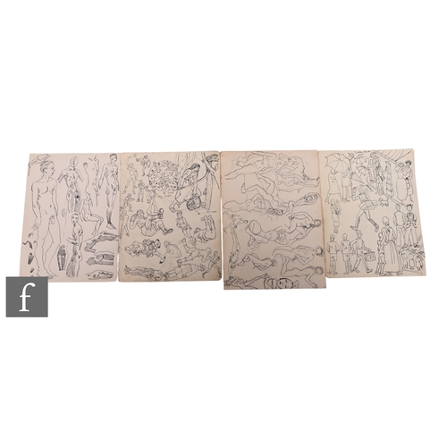 688 - Albert Wainwright (1898-1943) - Four double sided sketch book pages depicting various figurative stu... 